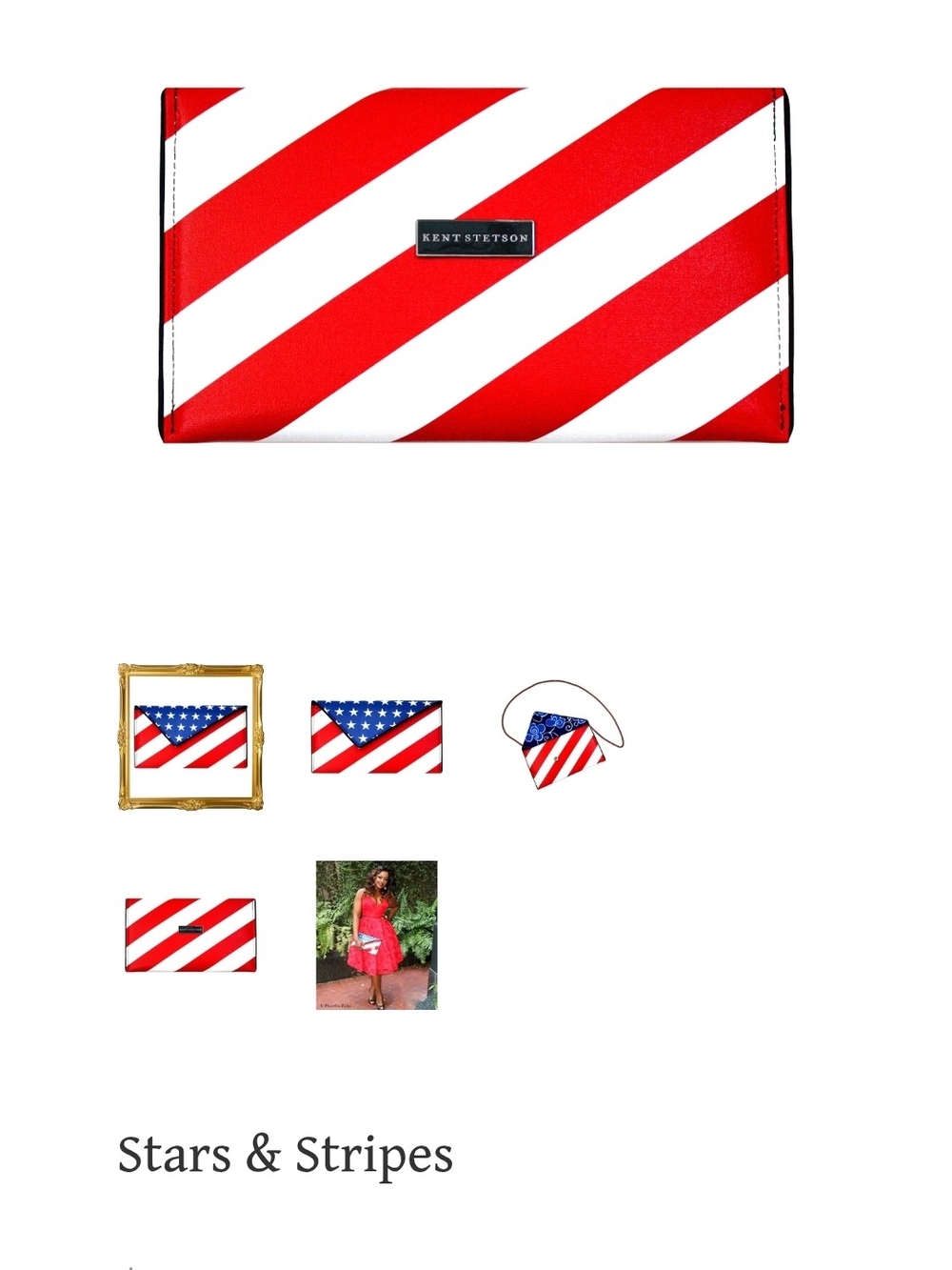 Stetson Red & White Diagonal Stripe Women's Card Holder